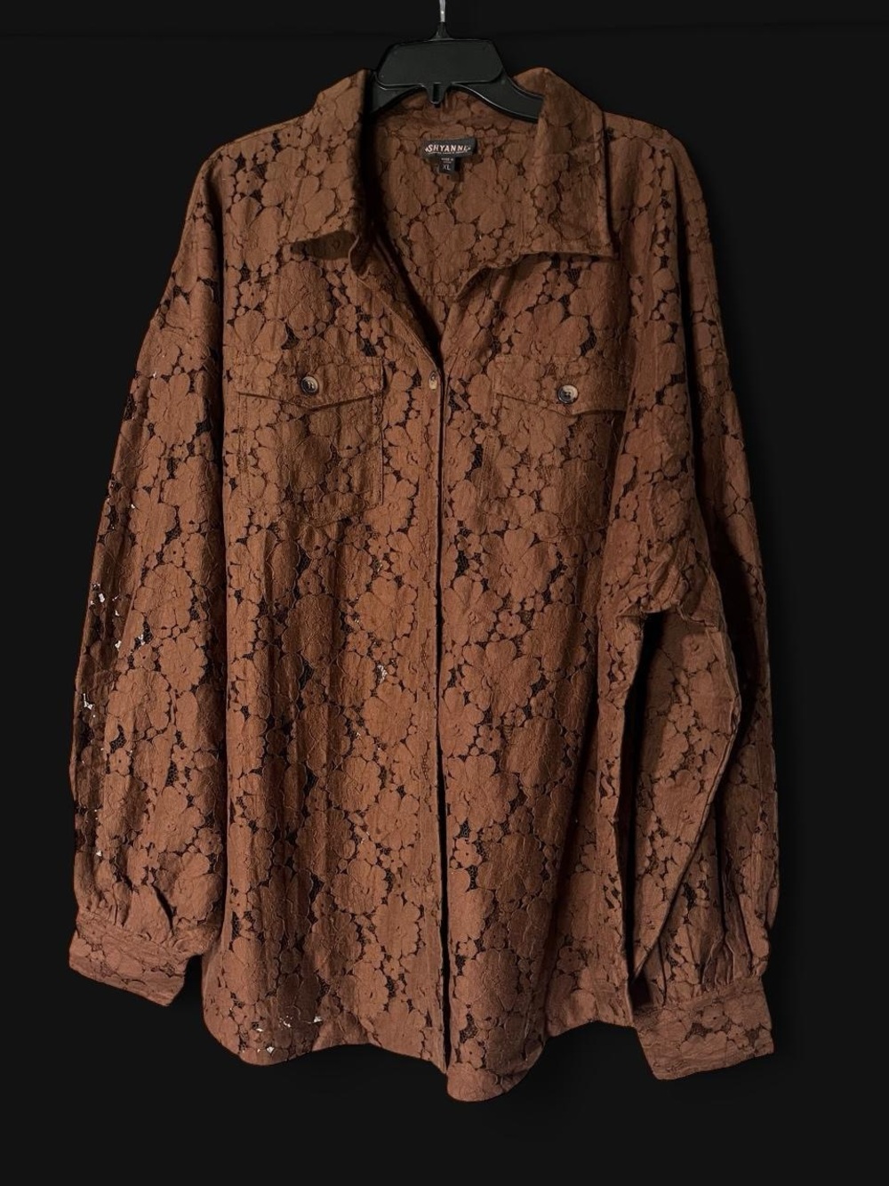 Shyanne Brown Floral Lace Button-Down Shirt